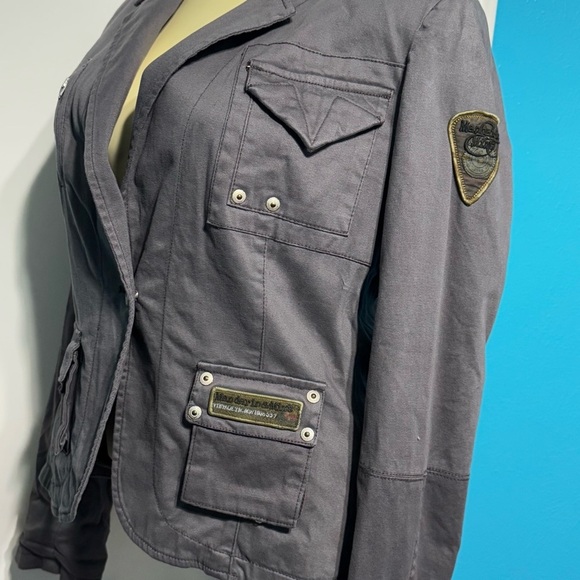 Home Store Mandarin & Mint Women's Gray utility military influence Jacket Medium - Picture 13 of 16